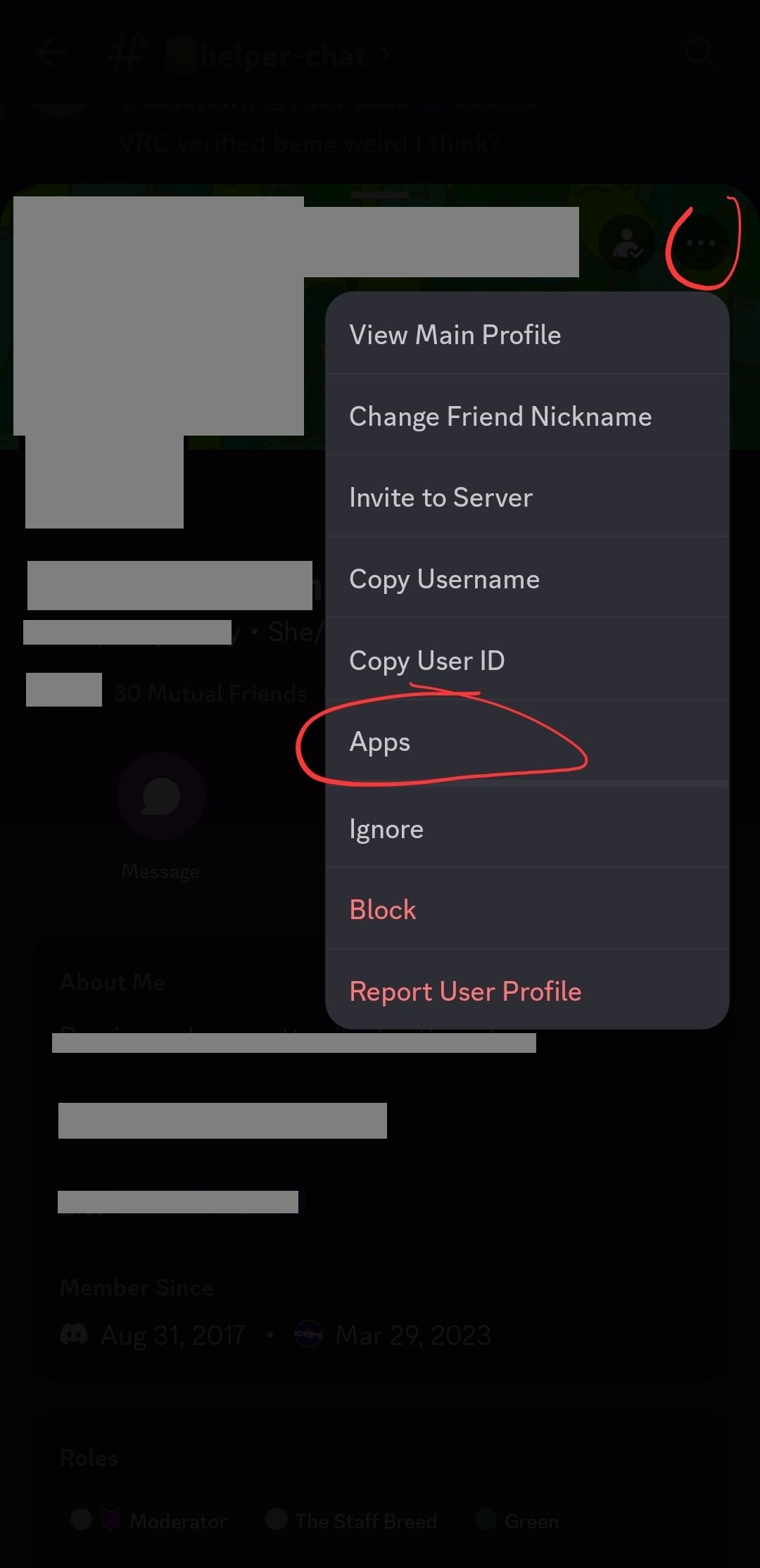 Mobile step 1 - Click profile and 3 dots