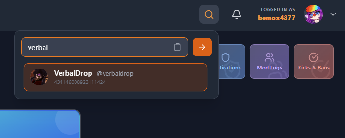Magnifying glass / search in top navbar